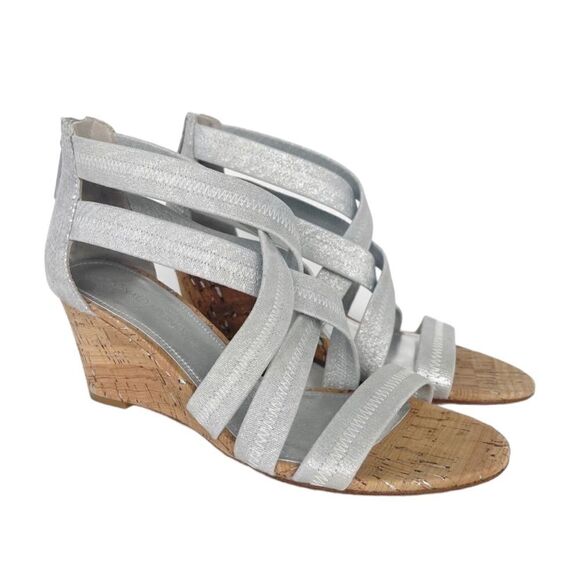 Donald J Pliner Jemi Strappy Wedge Sandal Silver Size 7.5 - Picture 1 of 10